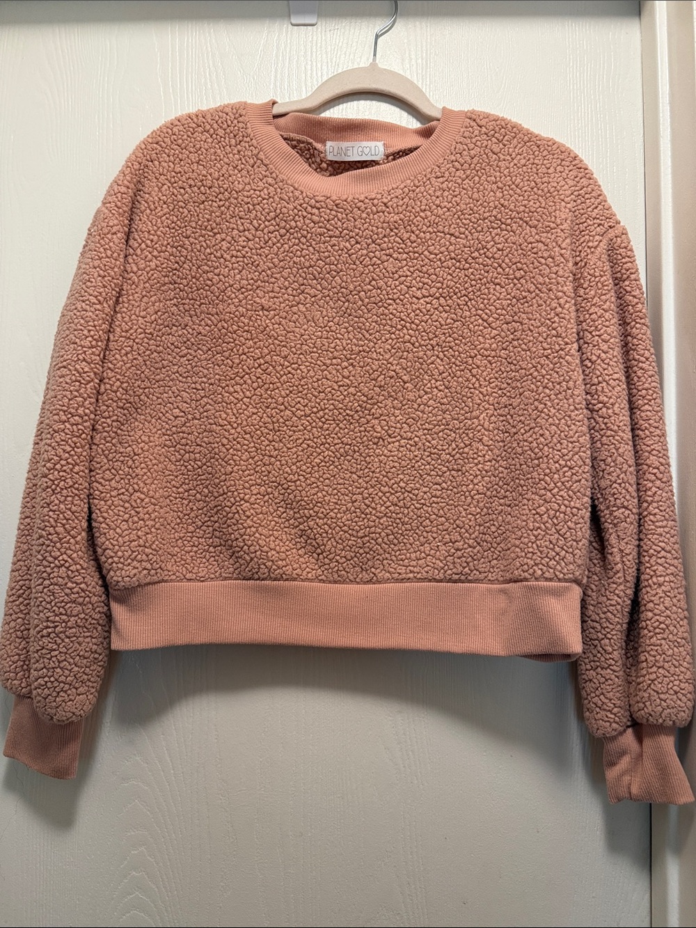 Planet Gold Dusky Rose Sherpa Crewneck Sweater